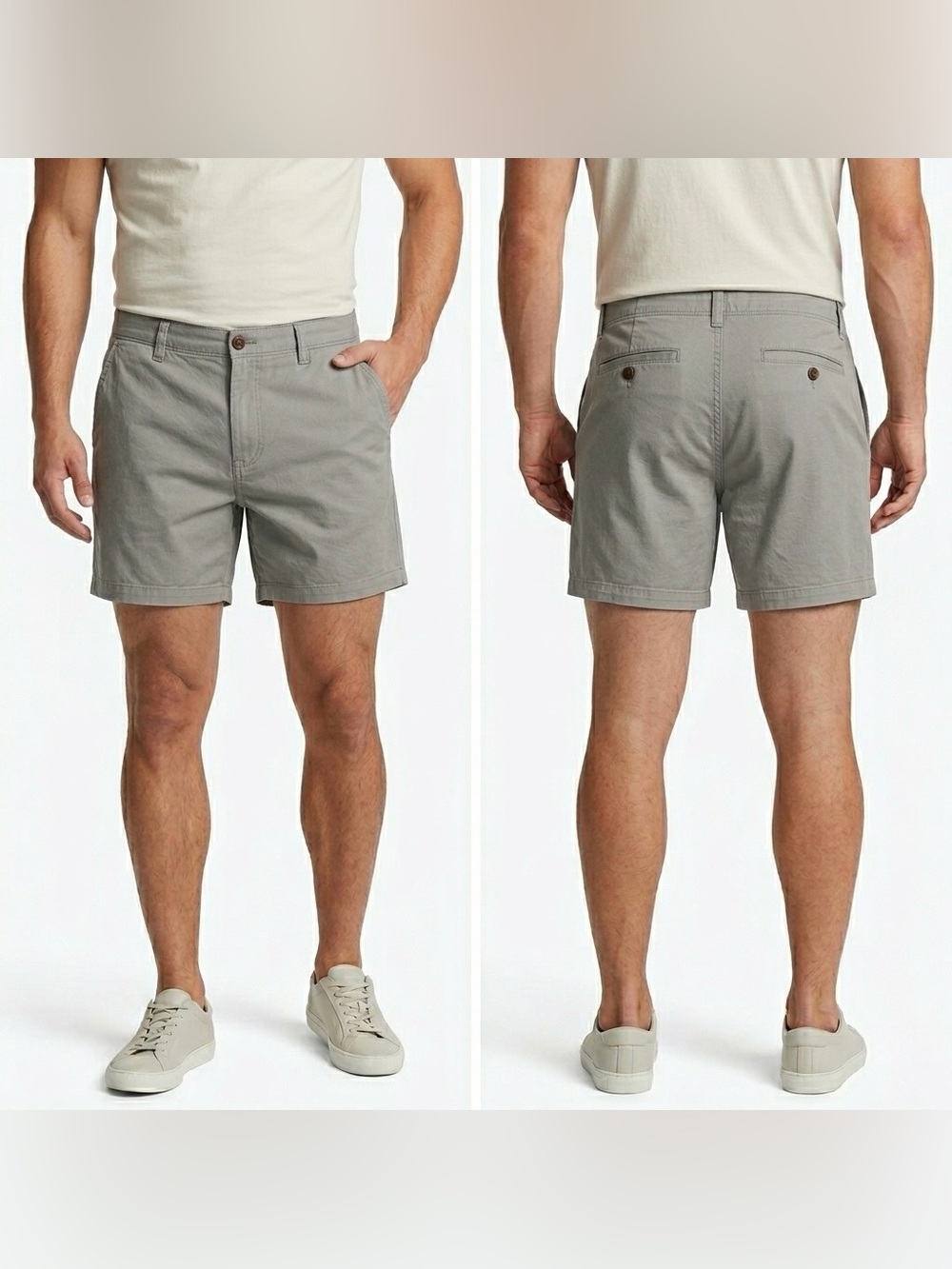 IRON CLOTHING COMPANY IRON FLEX Mens  Flat Front Gray Cargo Chino Shorts Size 32